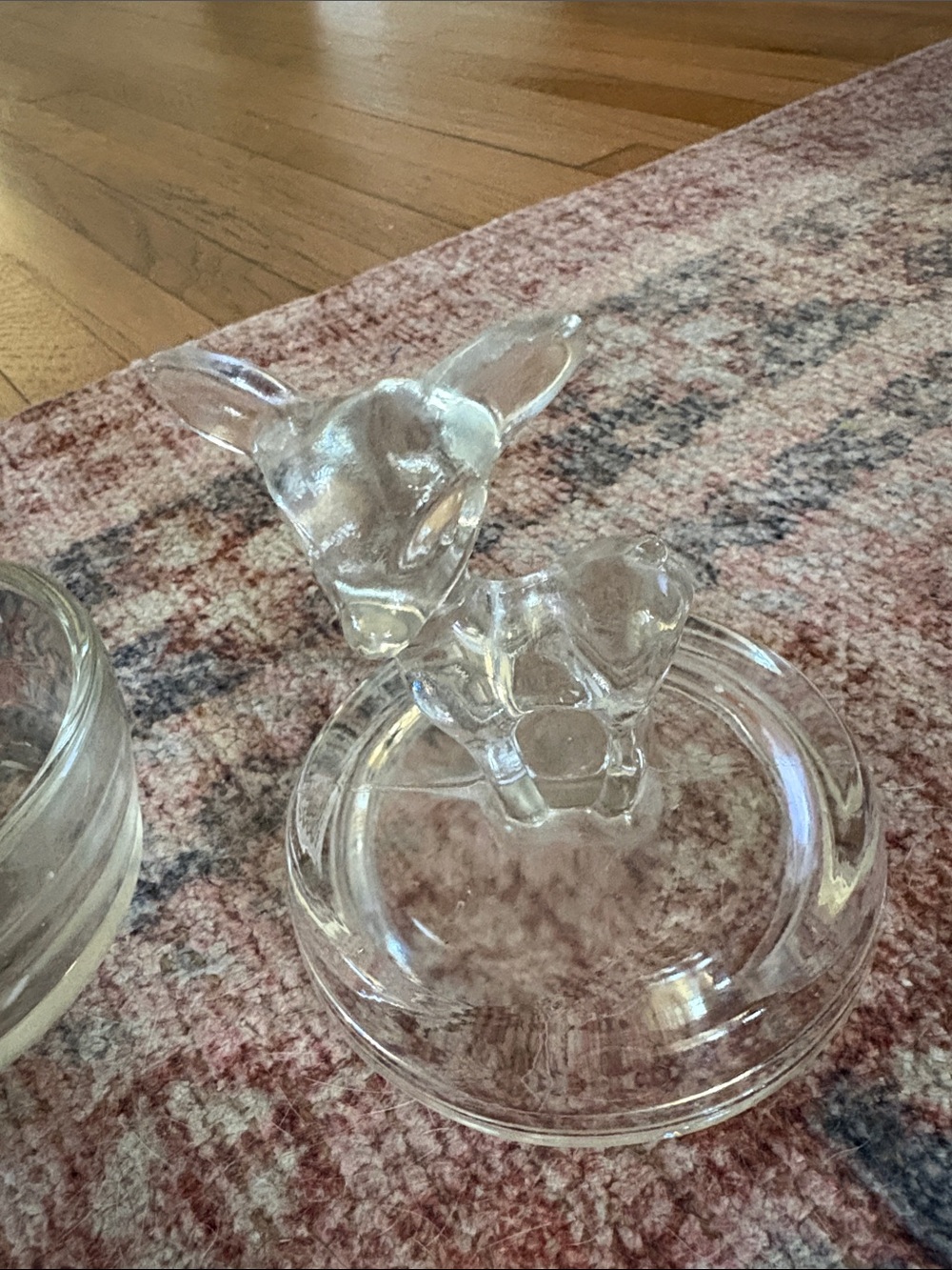 Vintage Clear Glass Deer Trinket Box - Picture 2 of 5
